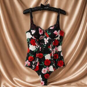 Victoria’s Secret Atelier 100% Silk Floral Corset Bodysuit XL NWT